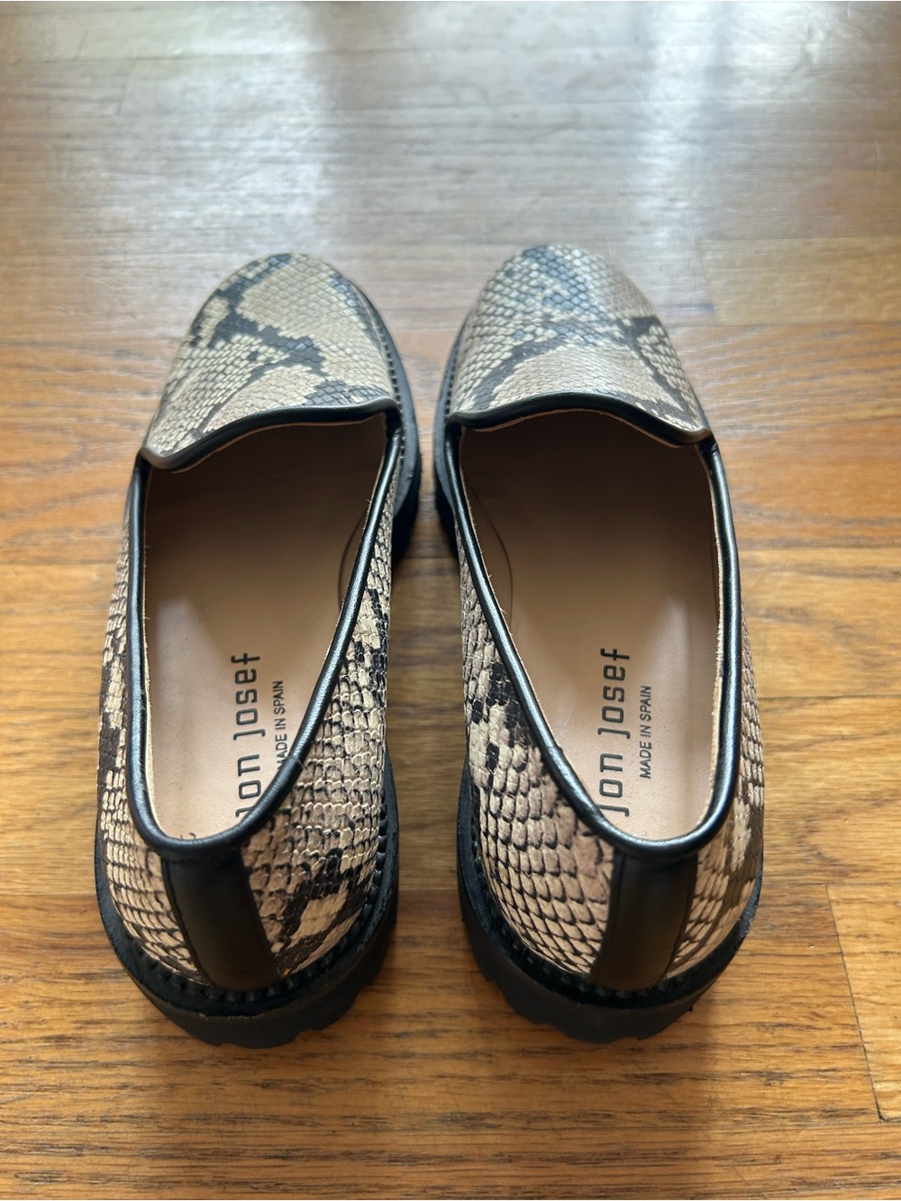 Jon Josef Beige Snake-Print Women’s Loafers